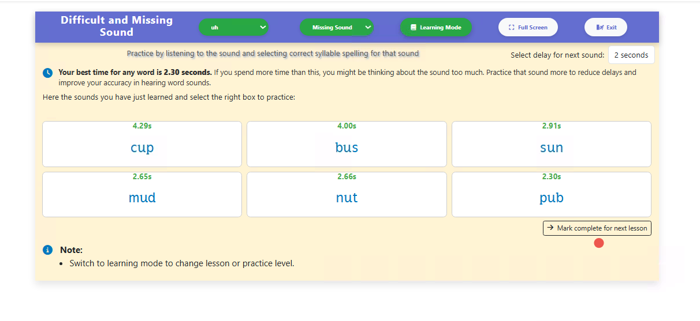 Step 11 — Click “Mark complete for next lesson”