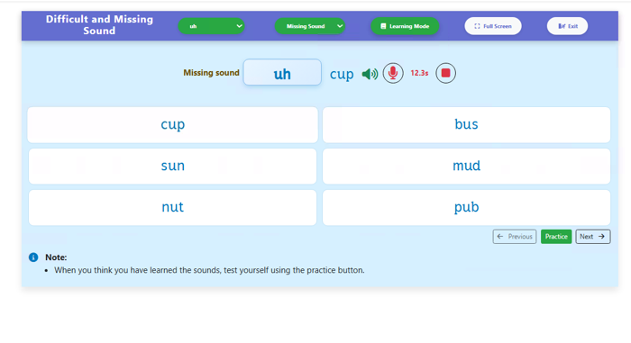 Step 4 — Press the red microphone and say the word