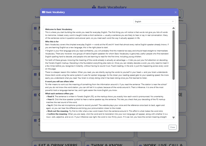 Step 3 — Read the pop-up box, then close it