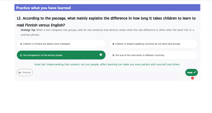 Step 10 — Click Finish when you've answered them all