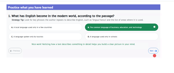 Step 9 — Click Next for the next question