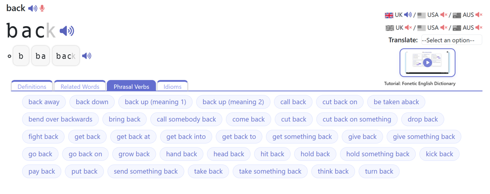 Step 11 — Try the Phrasal Verbs tab