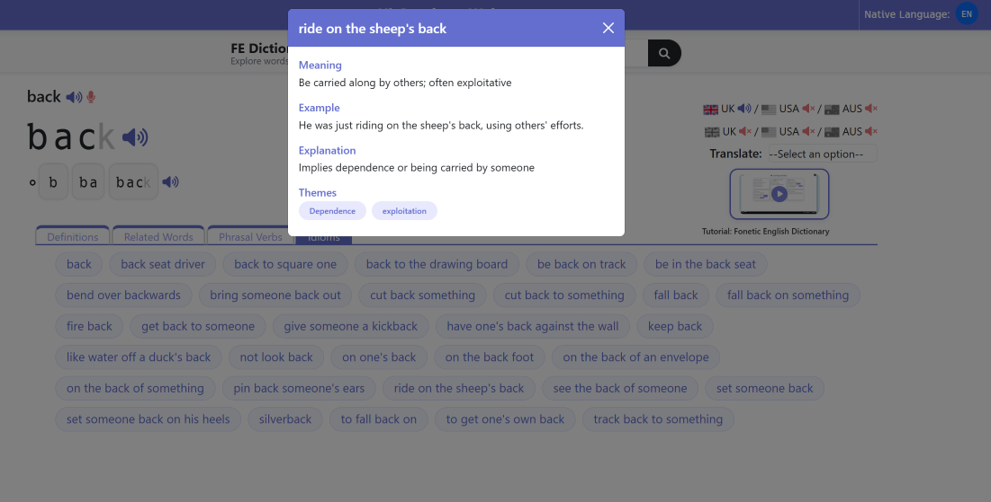Step 11 — Try the Idioms tab