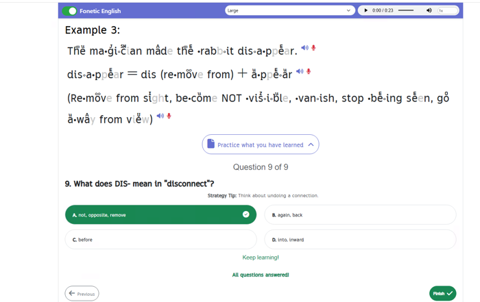 Step 12 — Click Finish when you've answered them all