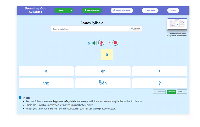 Step 4 — Press the red microphone and say the syllable